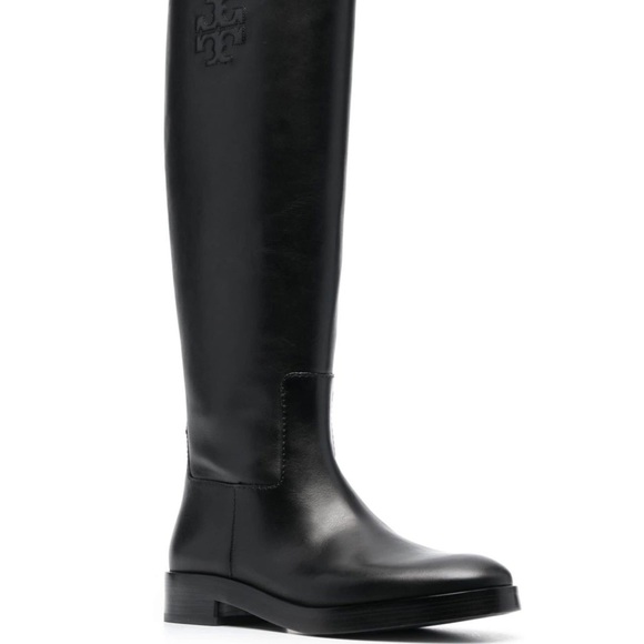 NWOB Tory Burch tall black embossed riding boot 7 - Picture 2 of 12